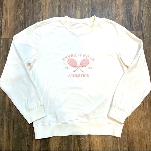 Women’s Beverly Hills Athletics White Pink Long Sleeves Sweatshirt Tennis Size S - Picture 6 of 8